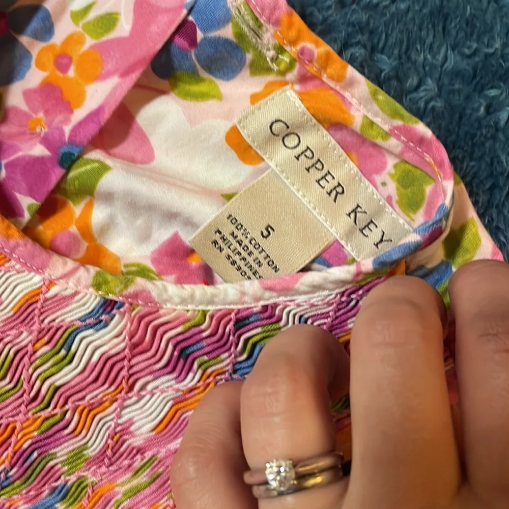 Summer Dress (Girls’ Smocked Sundress, Copper Key) - Picture 2 of 5